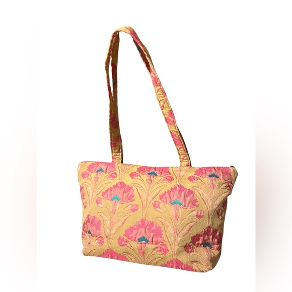 Maruca Floral Patterned Tote Bag - Pink and Gold Color - Picture 2 of 10